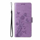 For Redmi Note 14 5G Embossed Butterfly Flowers Leather Phone Case(Purple) - 2