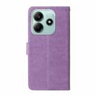 For Redmi Note 14 5G Embossed Butterfly Flowers Leather Phone Case(Purple) - 3