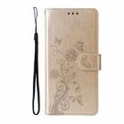 For Redmi Note 14 5G Embossed Butterfly Flowers Leather Phone Case(Gold) - 2