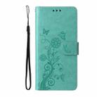 For Redmi Note 14 5G Embossed Butterfly Flowers Leather Phone Case(Green) - 2