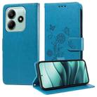 For Redmi Note 14 5G Embossed Butterfly Flowers Leather Phone Case(Blue) - 1