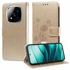 For Redmi Note 14 Pro 5G / Note 14 Pro+ 5G Embossed Butterfly Flowers Leather Phone Case(Gold) - 1