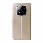 For Redmi Note 14 Pro 5G / Note 14 Pro+ 5G Embossed Butterfly Flowers Leather Phone Case(Gold) - 3