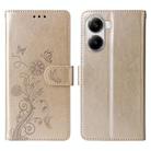 For Redmi Turbo 4 / Xiaomi Poco X7 Pro Embossed Butterfly Flowers Leather Phone Case(Gold) - 1