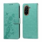 For Redmi A5 4G 173.3mm Embossed Butterfly Flowers Leather Phone Case(Green) - 1