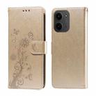 For Redmi 15C 4G 171.5mm / Xiaomi Poco C85 4G Embossed Butterfly Flowers Leather Phone Case(Gold) - 1
