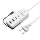 5 in 1 2 x PD 66W, 2 x USB Fast Charger Smart Power Socket, Length:1m(EU Plug) - 1