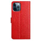 For iPhone 16 Pro Max Flower Embossed Leather Phone Case(Red) - 3