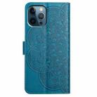 For iPhone 16 Pro Max Flower Embossed Leather Phone Case(Blue) - 3