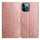 For iPhone 16 Pro Max Flower Embossed Leather Phone Case(Rose Gold) - 1