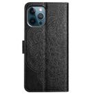 For iPhone 16 Pro Flower Embossed Leather Phone Case(Black) - 3