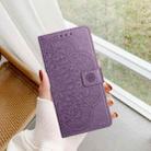 For iPhone 16 Plus Flower Embossed Leather Phone Case(Purple) - 2