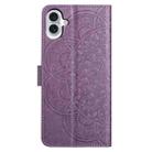 For iPhone 16 Plus Flower Embossed Leather Phone Case(Purple) - 3