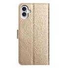 For iPhone 16 Plus Flower Embossed Leather Phone Case(Gold) - 3