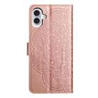 For iPhone 16 Plus Flower Embossed Leather Phone Case(Rose Gold) - 3