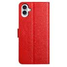 For iPhone 16 Flower Embossed Leather Phone Case(Red) - 3