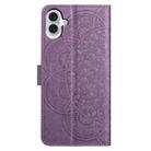 For iPhone 16 Flower Embossed Leather Phone Case(Purple) - 3