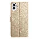 For iPhone 16 Flower Embossed Leather Phone Case(Gold) - 3