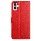 For iPhone 17 Flower Embossed Leather Phone Case(Red) - 3