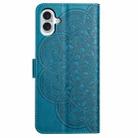 For iPhone 17 Flower Embossed Leather Phone Case(Blue) - 3