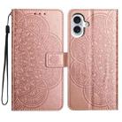 For iPhone 17 Flower Embossed Leather Phone Case(Rose Gold) - 1