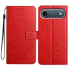 For iPhone 17 Air Flower Embossed Leather Phone Case(Red) - 1