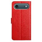 For iPhone 17 Air Flower Embossed Leather Phone Case(Red) - 3