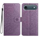For iPhone 17 Air Flower Embossed Leather Phone Case(Purple) - 1