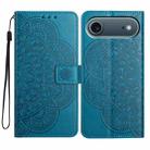 For iPhone 17 Air Flower Embossed Leather Phone Case(Blue) - 1