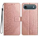 For iPhone 17 Air Flower Embossed Leather Phone Case(Rose Gold) - 1
