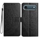 For iPhone 17 Air Flower Embossed Leather Phone Case(Black) - 1