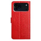 For iPhone 17 Pro Flower Embossed Leather Phone Case(Red) - 3