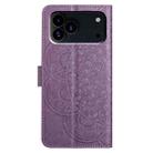 For iPhone 17 Pro Flower Embossed Leather Phone Case(Purple) - 3