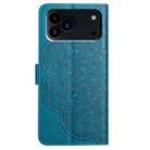 For iPhone 17 Pro Flower Embossed Leather Phone Case(Blue) - 3