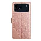 For iPhone 17 Pro Flower Embossed Leather Phone Case(Rose Gold) - 3