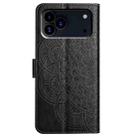For iPhone 17 Pro Flower Embossed Leather Phone Case(Black) - 3
