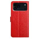 For iPhone 17 Pro Max Flower Embossed Leather Phone Case(Red) - 3