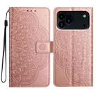 For iPhone 17 Pro Max Flower Embossed Leather Phone Case(Rose Gold) - 1