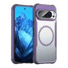 For Google Pixel 9 Pro / 9 Carbon Fiber Texture MagSafe Translucent Phone Case(Purple) - 1