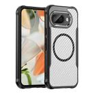 For Google Pixel 9a Carbon Fiber Texture MagSafe Translucent Phone Case(Black) - 1