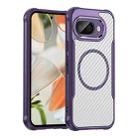 For Google Pixel 9a Carbon Fiber Texture MagSafe Translucent Phone Case(Purple) - 1