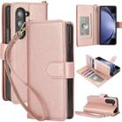 For Samsung Galaxy Z Fold6 Multi-Card Wallet RFID Leather Phone Case(Rose Gold) - 1