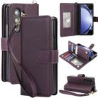 For Samsung Galaxy Z Fold6 Multi-Card Wallet RFID Leather Phone Case(Dark Purple) - 1