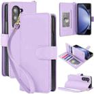 For Samsung Galaxy Z Fold3 Multi-Card Wallet RFID Leather Phone Case(Light Purple) - 1