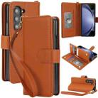 For Samsung Galaxy Z Fold3 Multi-Card Wallet RFID Leather Phone Case(Brown) - 1