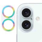 For iPhone 16 / 16 Plus Glitter Ring Tempered Glass Camera Lens Film(Colorful) - 1