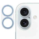 For iPhone 16 / 16 Plus Glitter Ring Tempered Glass Camera Lens Film(Blue) - 1