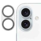 For iPhone 16 / 16 Plus Glitter Ring Tempered Glass Camera Lens Film(Black) - 1