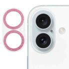 For iPhone 16 / 16 Plus Glitter Ring Tempered Glass Camera Lens Film(Pink) - 1