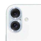 For iPhone 16 / 16 Plus 9H Point Drill Camera Lens Protector Ring(Blue) - 1